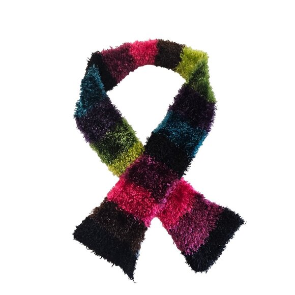 Colorful Fluffy Soft Winter Scarf Multi-Color Rainbow Whimsigoth Outdoor Winter - Picture 4 of 9